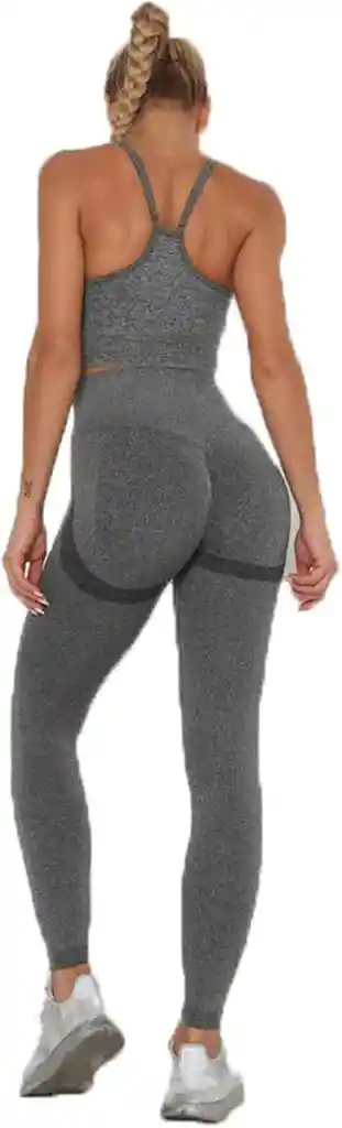 Conjunto Deportivo Leggins Levanta Cola + Croptop Color Gris