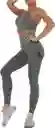 Conjunto Deportivo Leggins Levanta Cola + Croptop Color Gris