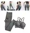 Conjunto Deportivo Leggins Levanta Cola + Croptop Color Gris