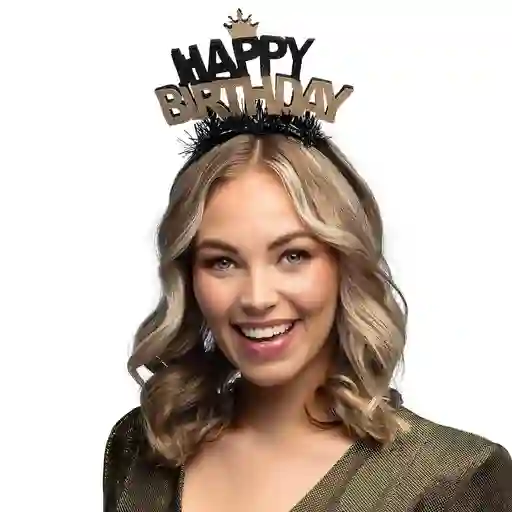 Diadema Happy New Year Escarchada Dorada