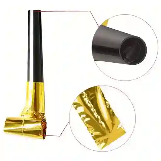 Pito Para Fiesta Dorado Negro Por Unidad Año Nuevo