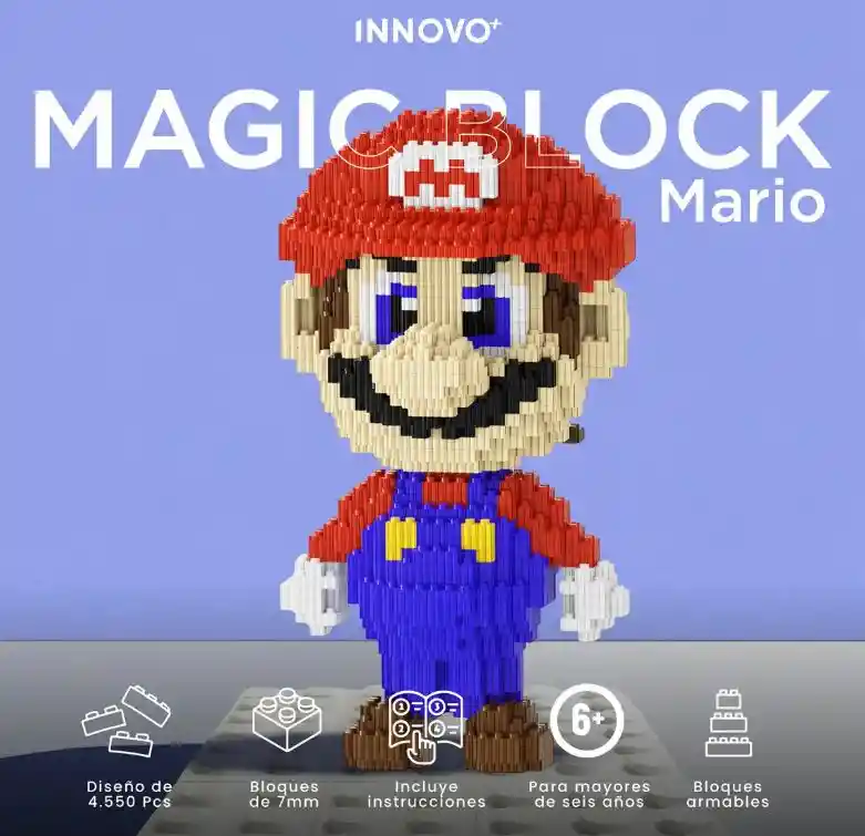 Mario Bros Muñeco Bloques Armables Magic Block 4550 Piezas Grande