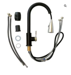 Llave Para Lavaplatos Monocontrol Con Manguera Extraible Color Negro Con Cromado