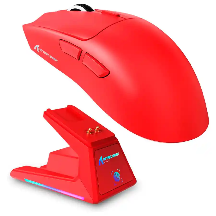 Mouse Gamer Inalámbrico Attack Shark X1 Trimodo Panel Táctil Rojo