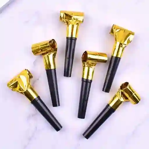 Paquete Pitos Para Fiesta Dorado X 6 Und Año Nuevo