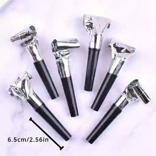 Paquete Pitos Para Fiesta Plateado X 6 Und Año Nuevo