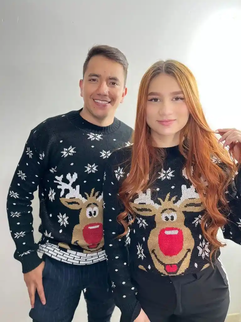 Buzo Navidad Negro- Reno Adulto Talla L-xl