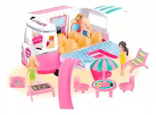 Bus Camper Clásico Viaje Carro Muñecas Food Truck Carro De Muñecas