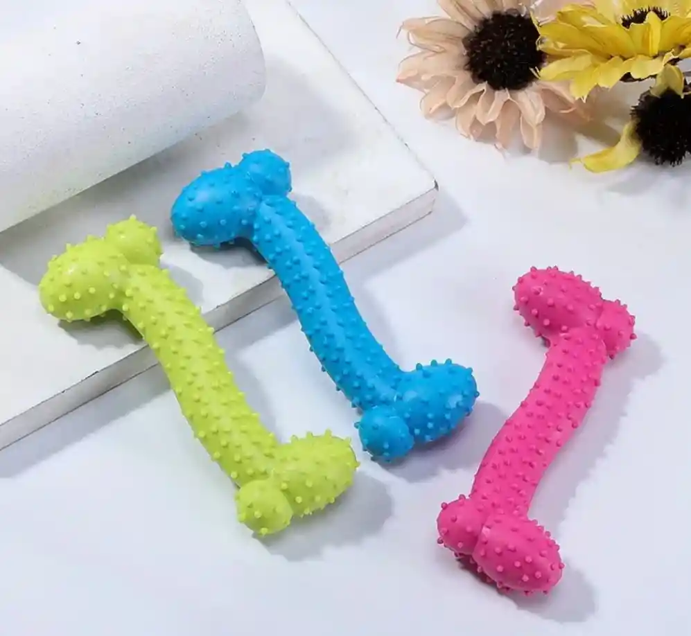 Hueso Rascaencias Macizo En Goma Para Perros