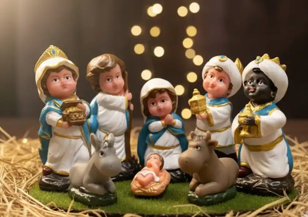 Pesebre Animado Plastico 13 Cm X 8 Piezas Decoración Navidad