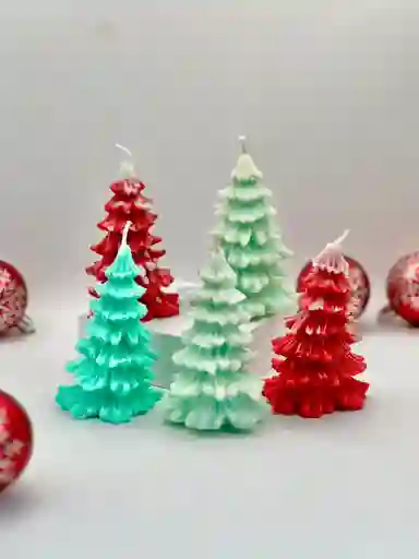 Combo Velas Cera De Soya - 5 Pinos Navideños