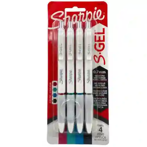 Sharpie S-gel X4 – Tinta En Colores Básicos, Cuerpo Blanco