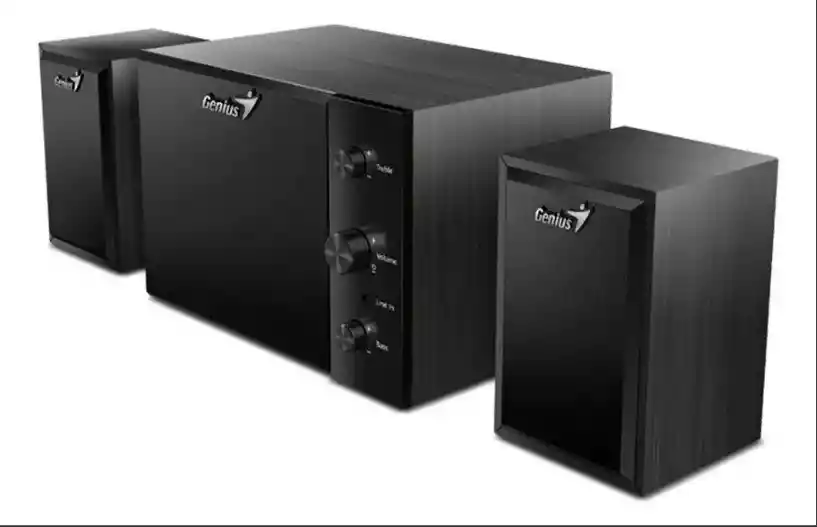 Parlantes Genius 2.1 300x Negros Con Subwoofer Y Sonido Potente Para Pc Y Laptop