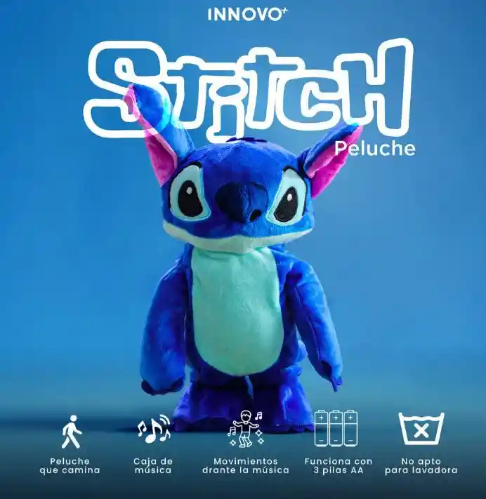 Peluche Stitch Interactivo Que Camina Y Habla Muñeco Musical 34 Cm