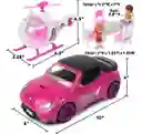 Carro Muñeca Polly Convertible Con Helicóptero Accesorios