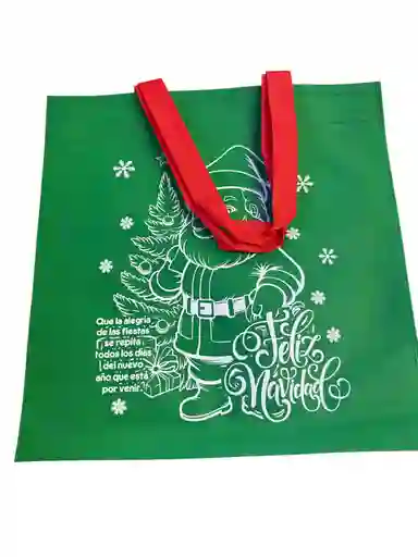 Bolsa Cambrel Navideña Manija 40x40 Roja Y Verde