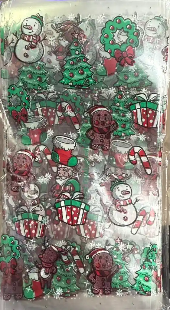 Bolsa Celofan Navideña 15x30 Paquete X 100 Unidades