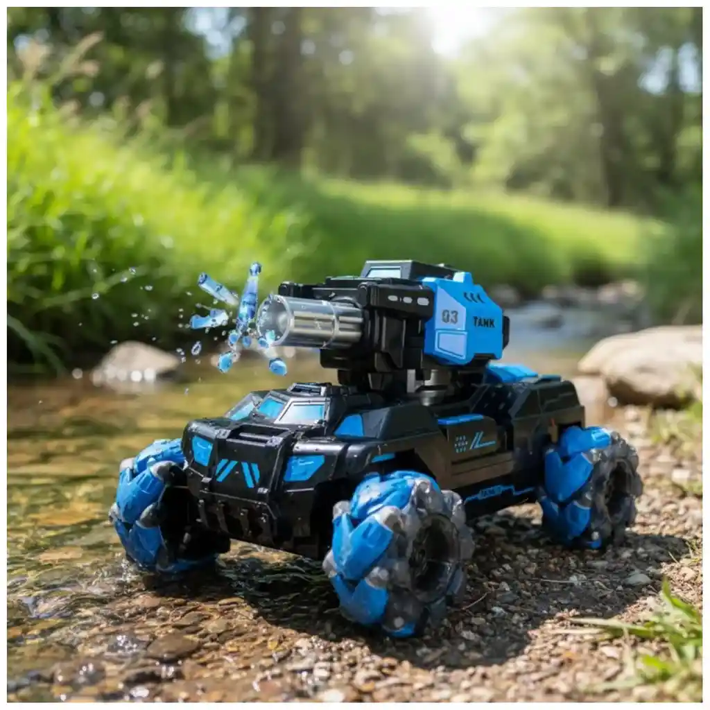 Tanque Todoterreno 360° Control Remoto Lanzador Bolitas Hidrogel Con Luz Led Efecto Humo