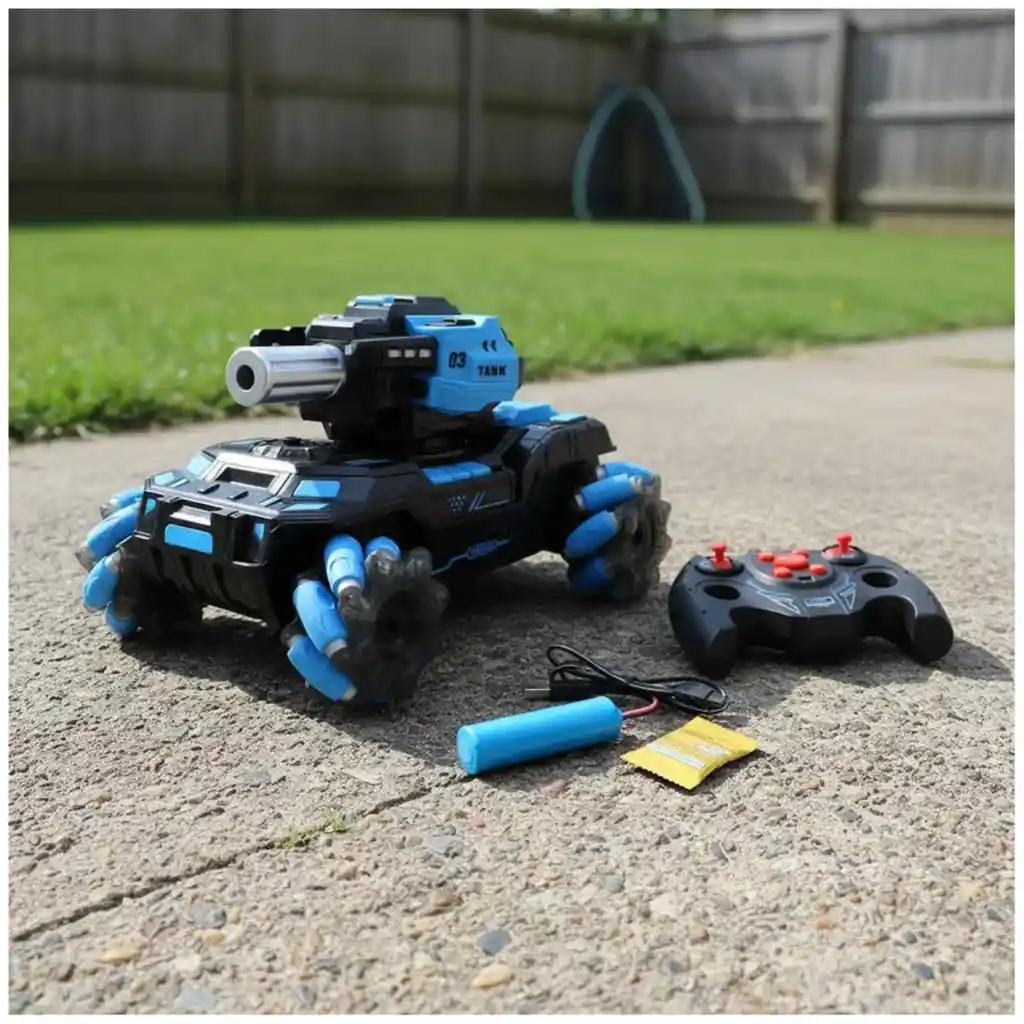 Tanque Todoterreno 360° Control Remoto Lanzador Bolitas Hidrogel Con Luz Led Efecto Humo