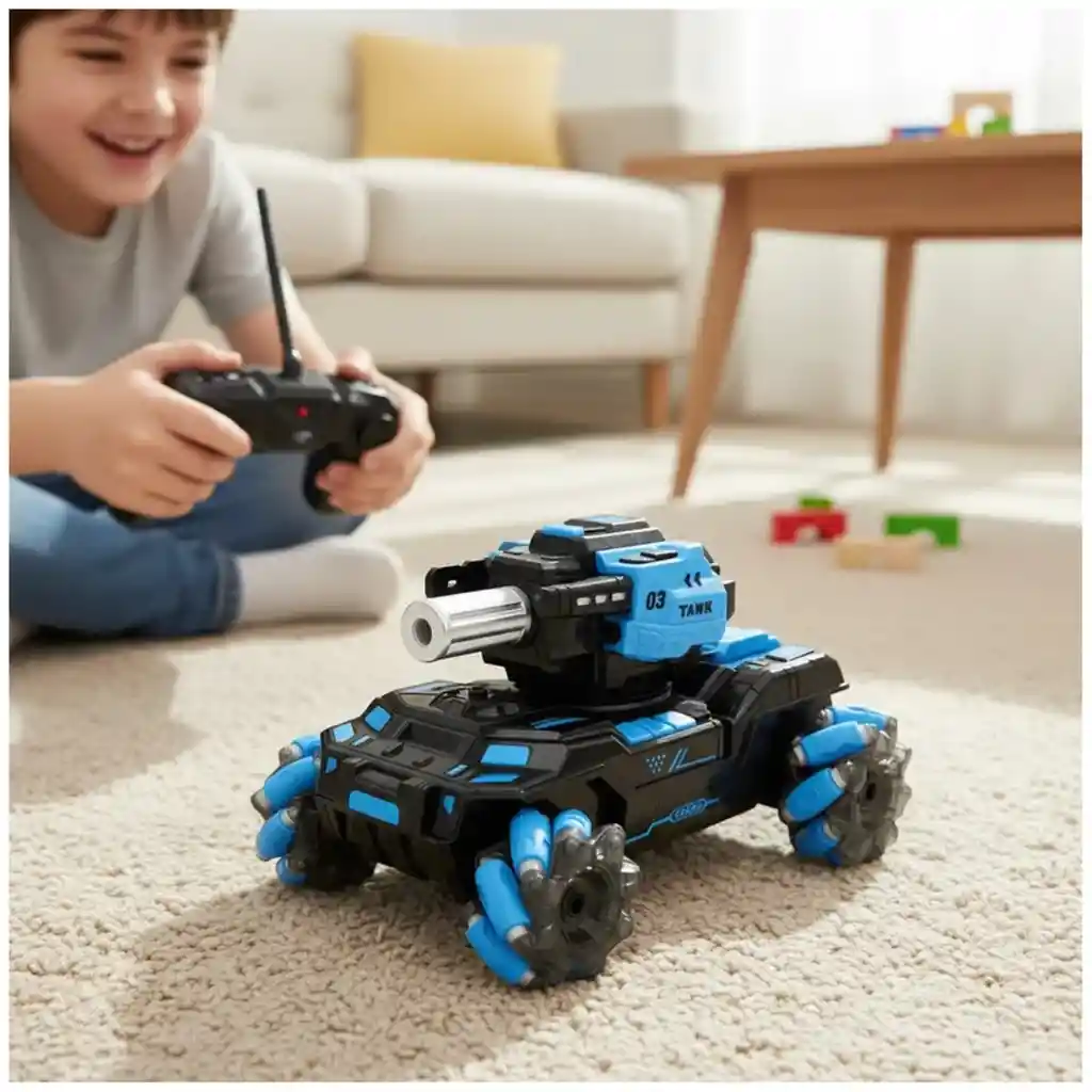 Tanque Todoterreno 360° Control Remoto Lanzador Bolitas Hidrogel Con Luz Led Efecto Humo