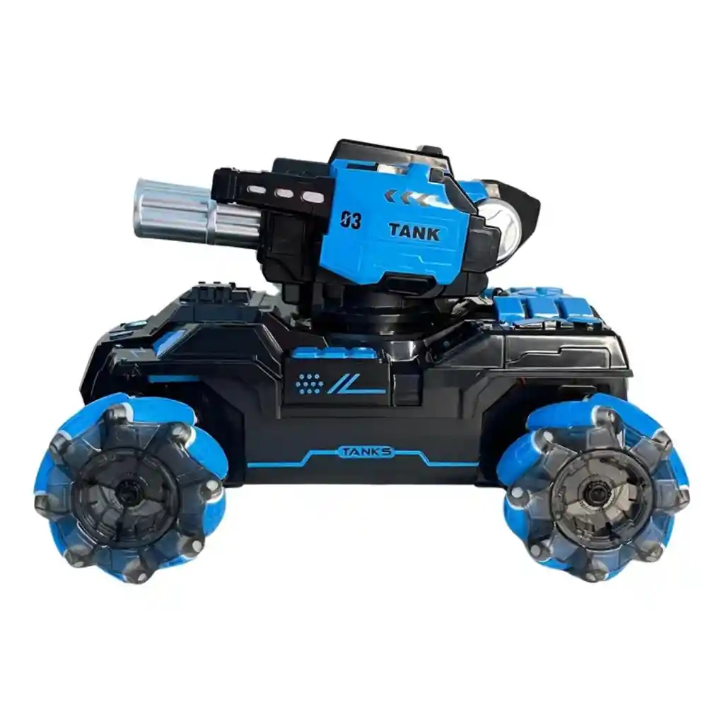 Tanque Todoterreno 360° Control Remoto Lanzador Bolitas Hidrogel Con Luz Led Efecto Humo