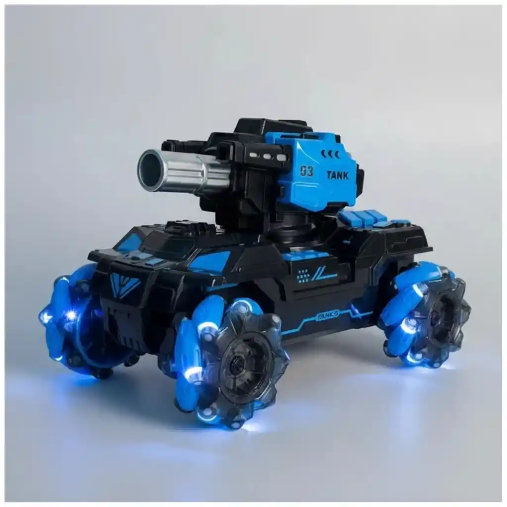 Tanque Todoterreno 360° Control Remoto Lanzador Bolitas Hidrogel Con Luz Led Efecto Humo