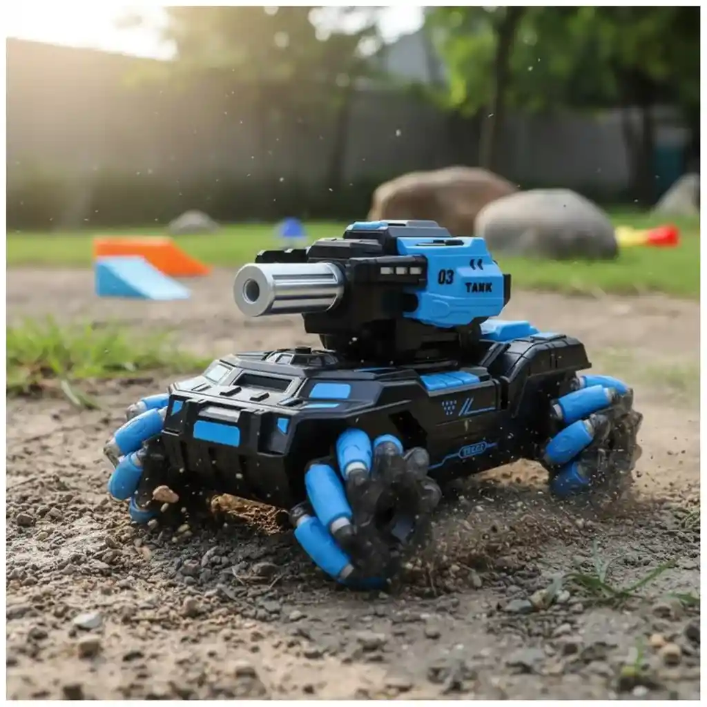 Tanque Todoterreno 360° Control Remoto Lanzador Bolitas Hidrogel Con Luz Led Efecto Humo