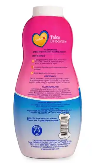 Talco Desodorante Para Perro Antibacterial Canamor 100g