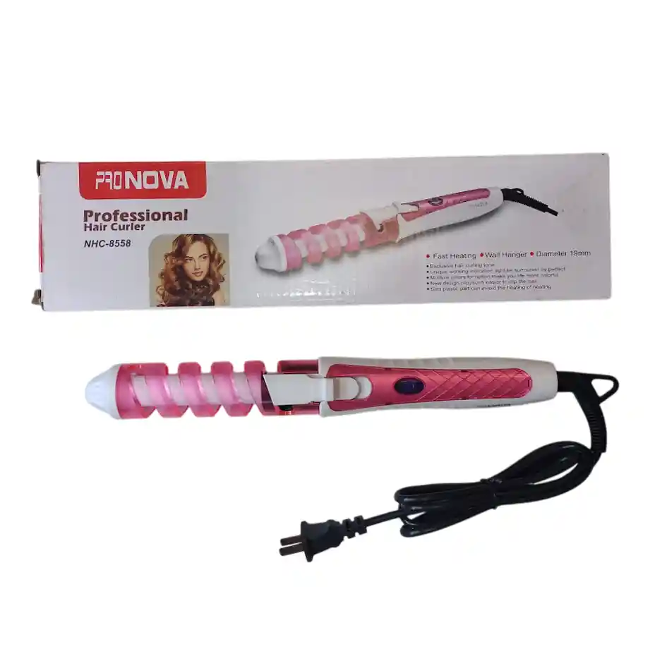Pinza Rizador Encrespador Ondulador Electrico Para Cabello Pronova Rosado