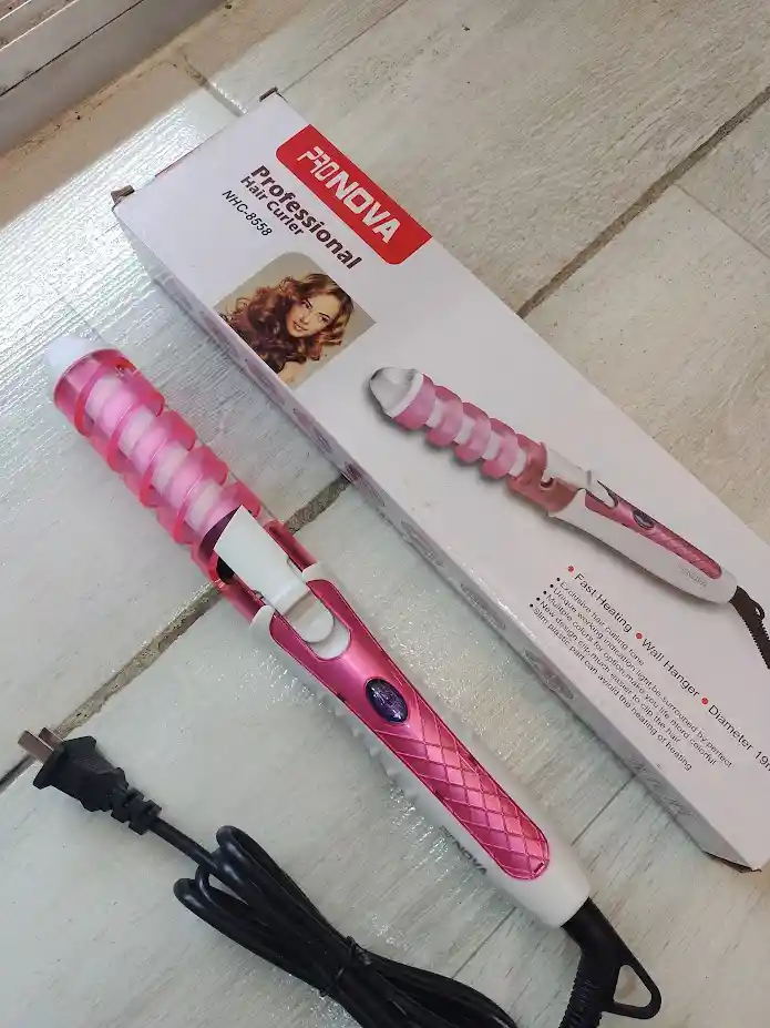 Pinza Rizador Encrespador Ondulador Electrico Para Cabello Pronova Rosado