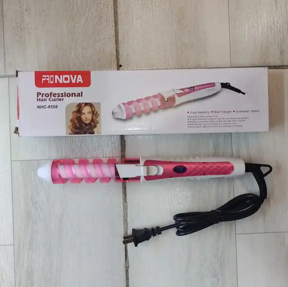 Pinza Rizador Encrespador Ondulador Electrico Para Cabello Pronova Rosado