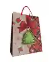 Bolsa De Regalo Navidad Arbol Verde Mate Mediana 32 Cm X 25 Cm