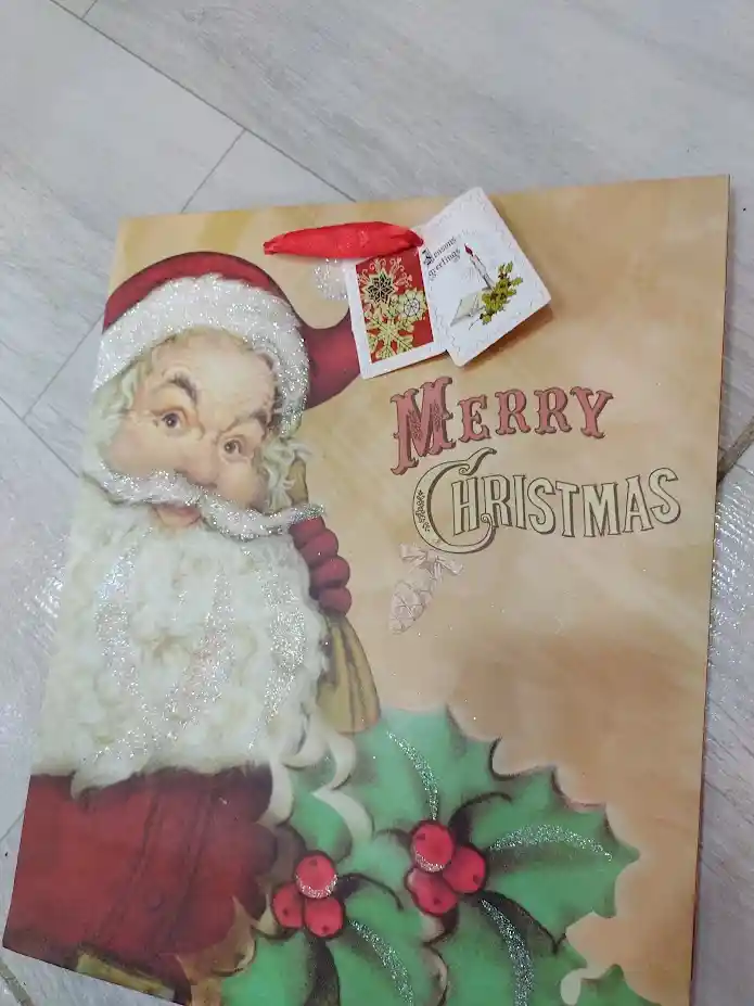 Bolsa De Regalo Navidad Papa Noel Merry Christmas Mediana 32 Cm X 25 Cm