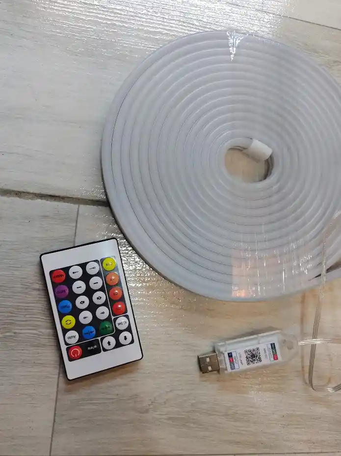 Tira De Luz Led Neon Flex 5 Metros Rgb Gruesa Alta Calidad Compatible Con Celular