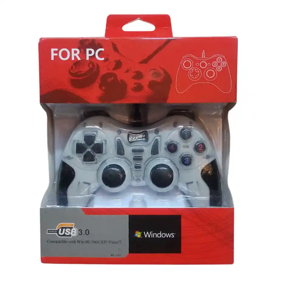 Control Mando Para Computador Pc Color Gris Con Negro Entrada Usb Windows