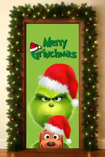 Funda Navideña Decoración Para Puerta Forro Ajustable