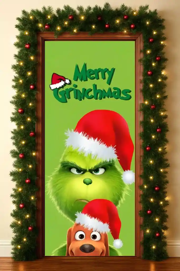 Funda Navideña Decoración Para Puerta Forro Ajustable