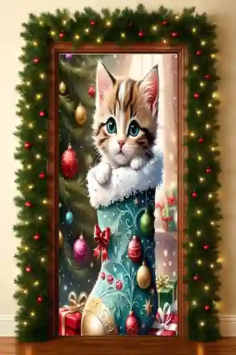 Funda Navideña Decoración Para Puerta Forro Ajustable