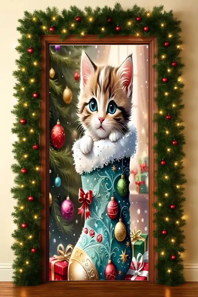 Funda Navideña Decoración Para Puerta Forro Ajustable