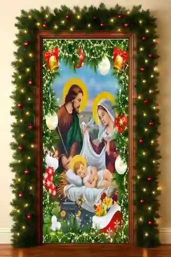 Funda Navideña Decoración Para Puerta Forro Ajustable