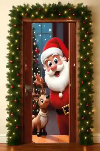 Funda Navideña Decoración Para Puerta Forro Ajustable