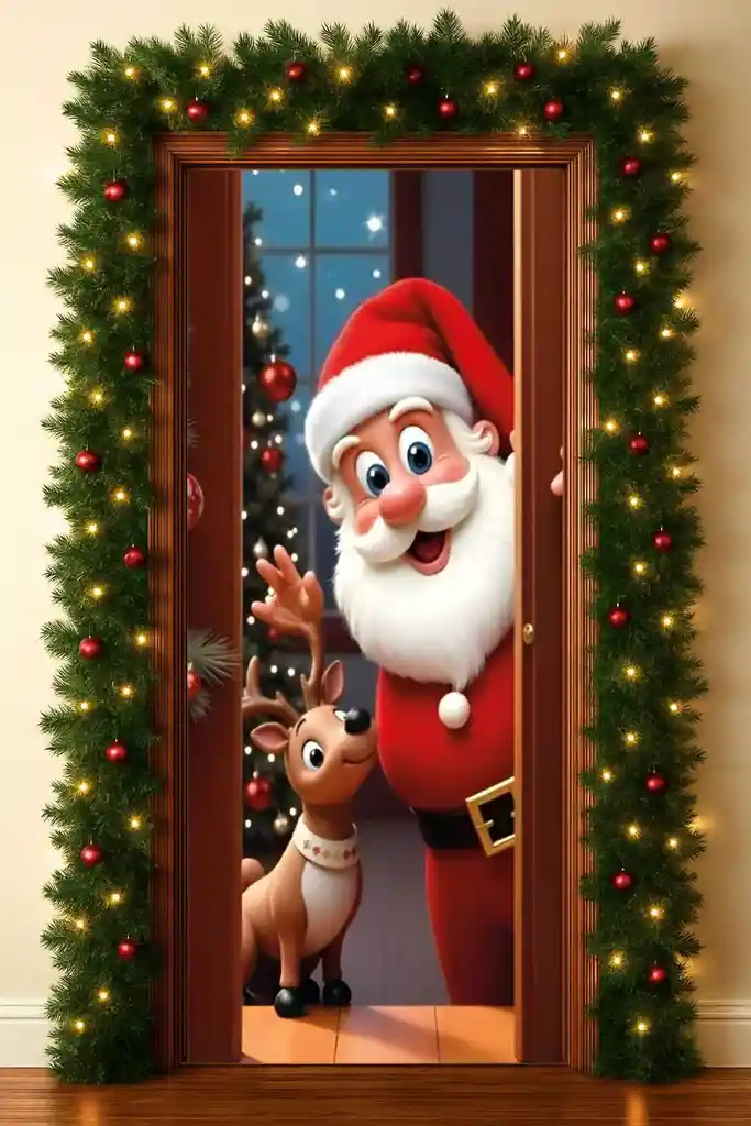 Funda Navideña Decoración Para Puerta Forro Ajustable