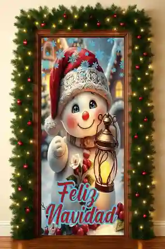 Funda Navideña Decoración Para Puerta Forro Ajustable