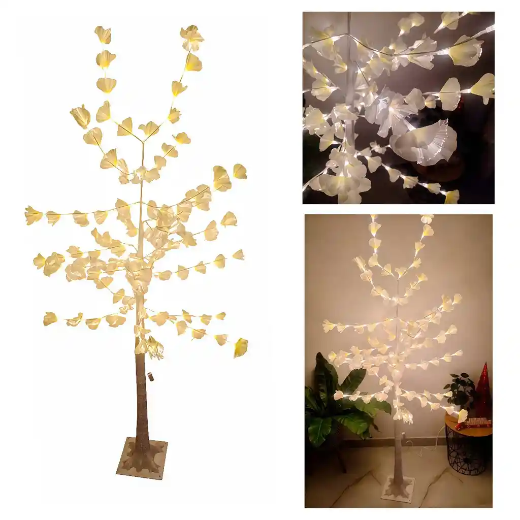 Arbol Navidad Con Luces Luz Led Blanco Hojas De Arce 1.70 M
