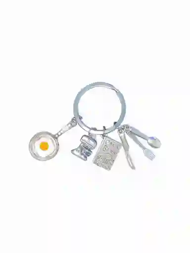Llavero Diseño De Cocina, Batidora, Cuchara, Tenedor Y Cuchillo Y Un Sarten Con Un Huevo Para Hombre O Mujer Para Llaves