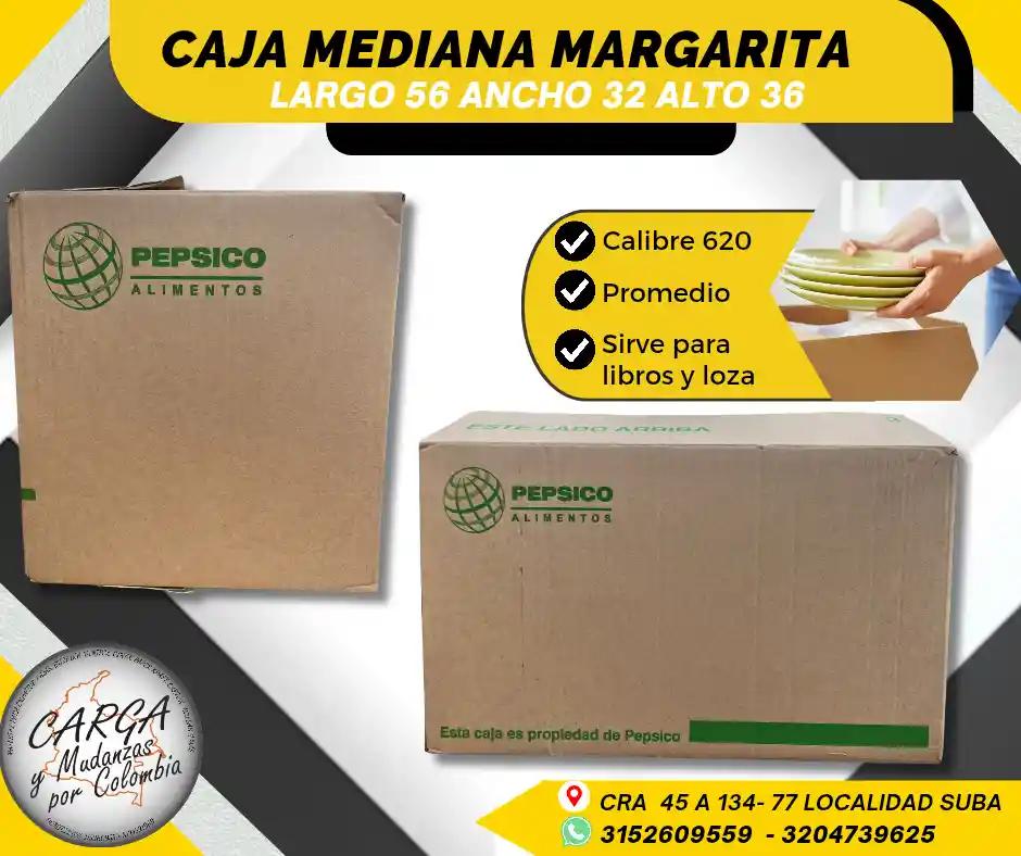 Caja Mediana De Cartón Para Mudanza 56 De Largo X 32 Ancho X 36 Alto Empaque Y Embalaje