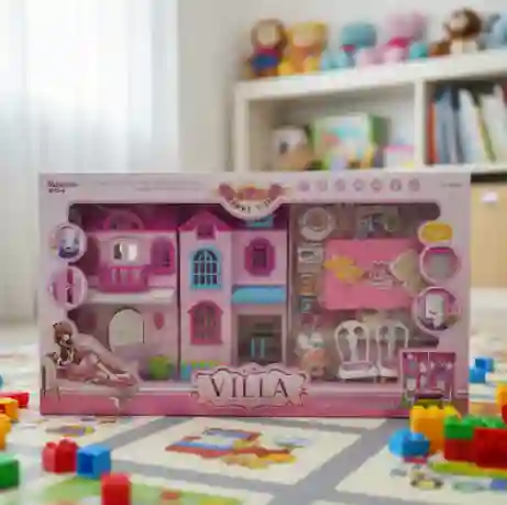 Casa De Juguete Muñecas Con Accesorios Y Luz.