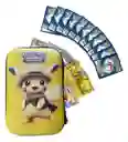 Porta Cards Pokémon Pikachu Portátil + 45 Cartas Incluidas