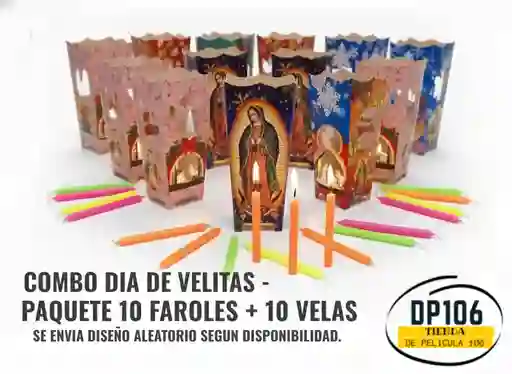 Dia De Velitas Faroles Y Velas En Combo