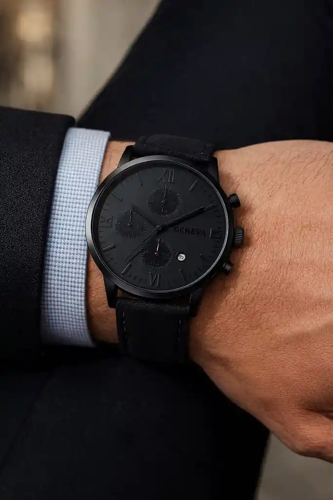 Combo Reloj Hombre Geneva + Billetera Cafe